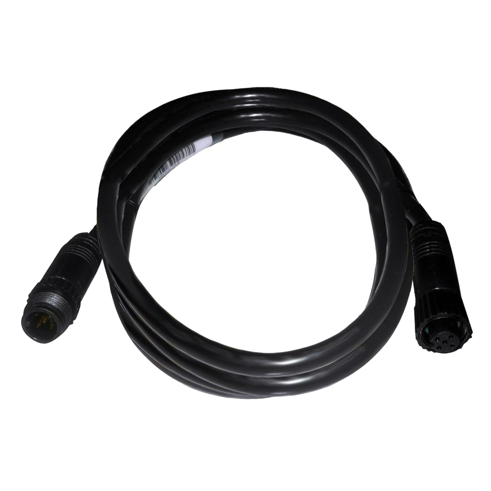 Lowrance NMEA 2000 Network Extension Cables 2, 6, 15, and 25ft shown coiled with black connectors on each end, designed for marine electronics and fishing tackle connectivity.