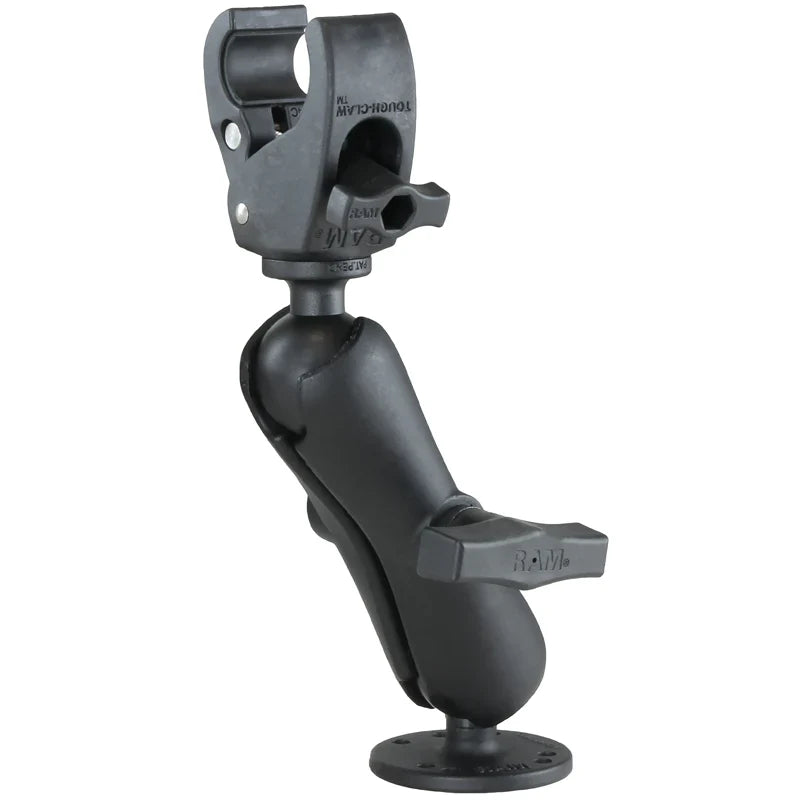RAM Mounts Tough-Claw™ Trolling Motor Stabilizer - C Size in black, featuring adjustable clamp design and sturdy base for securing trolling motors and marine electronics on boats.