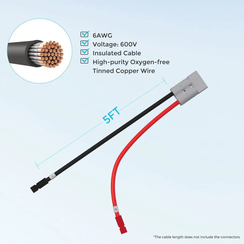 Renogy 5FT 6AWG Anderson Adapter Cable（Anderson PP75 - Anderson SB120）