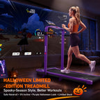 DeerRun Halloween Gift Edition 2-in-1 Foldable Treadmill for Home, Run & Save Space - With 6% Incline, Handlebar & Full Display Screen