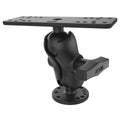 RAM Mount Universal Marine Electronic Mount - C Size, a black adjustable mounting bracket designed for secure installation of marine electronics with a flat rectangular top plate and round base.
