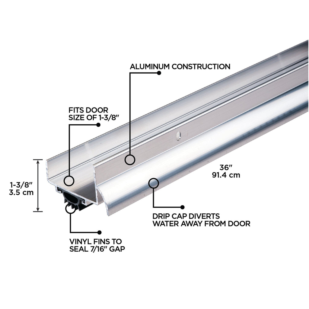 36 in. Aluminum U-Shape Screw-on Under Door Seal
