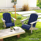 Set of 2 Patio Chair Cushions, High Back Adirondack Chair Cushion with Ties, Navy Blue