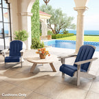 Set of 2 Patio Chair Cushions, High Back Adirondack Chair Cushion with Ties, Navy Blue