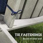 Set of 2 Patio Chair Cushions, High Back Adirondack Chair Cushion with Ties, Navy Blue