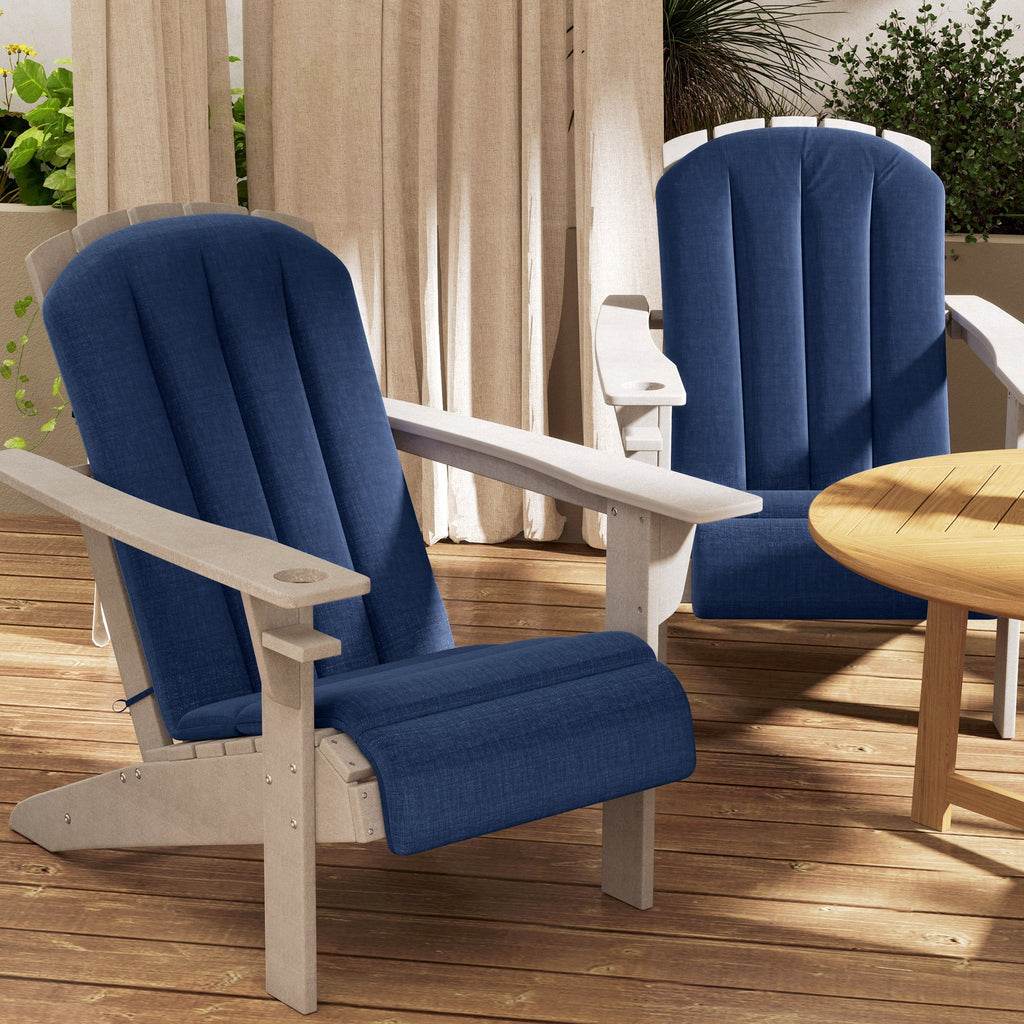 Set of 2 Patio Chair Cushions, High Back Adirondack Chair Cushion with Ties, Navy Blue