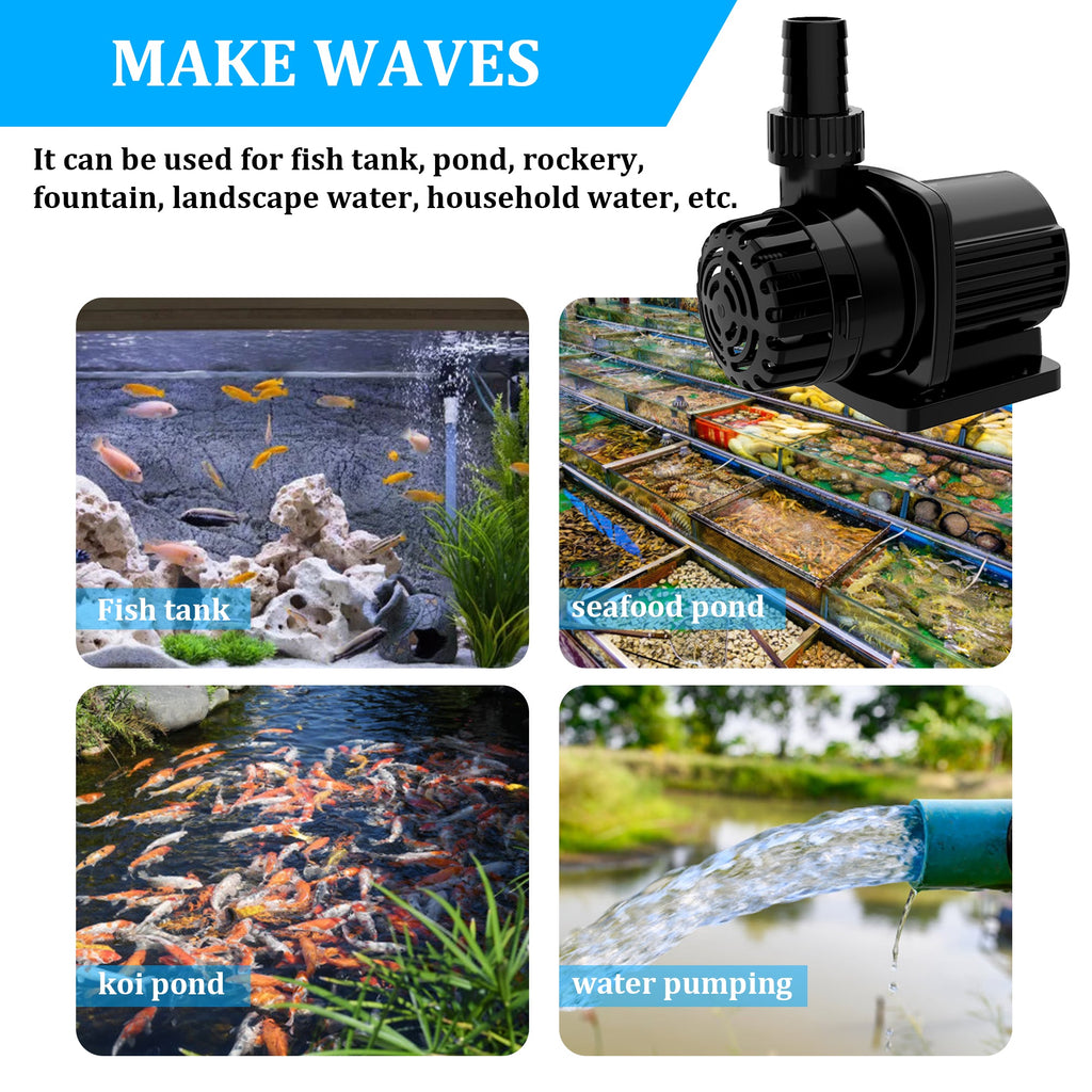 Aqua Dream 528 GPH External & Submersible Water Pump 20W Variable Frequency with External Controller