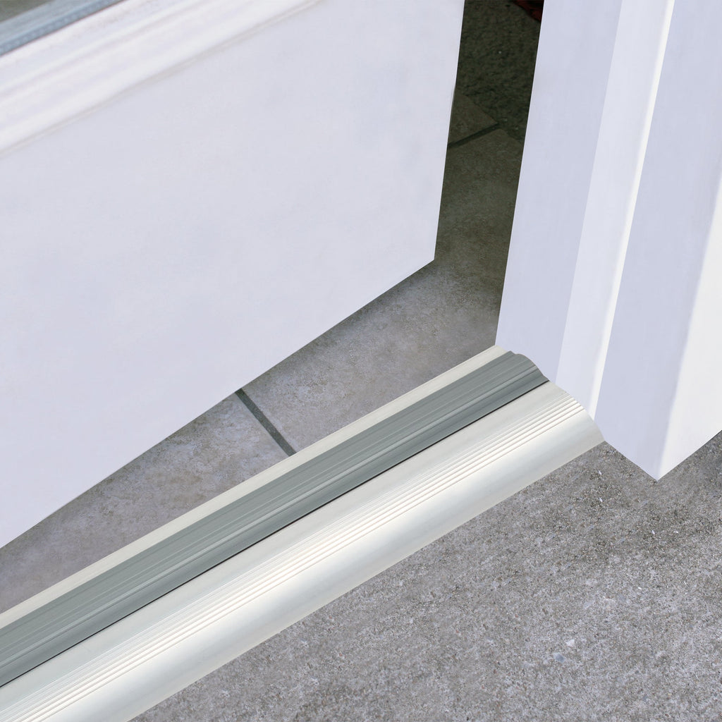 3-3/8 in. x 1-1/8 in. x 36 in. Silver Aluminum and Vinyl High-Profile Threshold