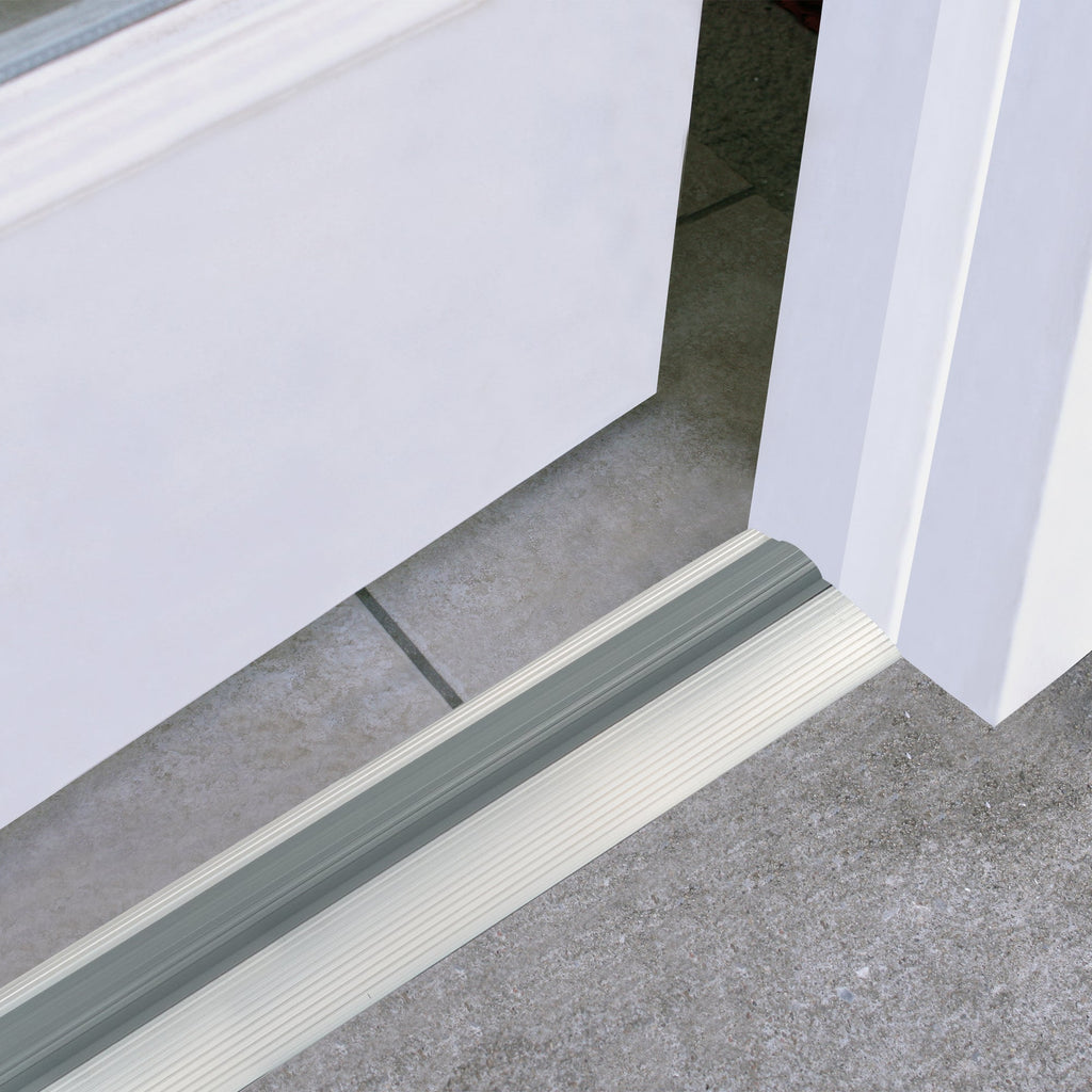 3 in. x 3/4 in. x 36 in. Silver Aluminum and Vinyl Economy Low-Profile Threshold