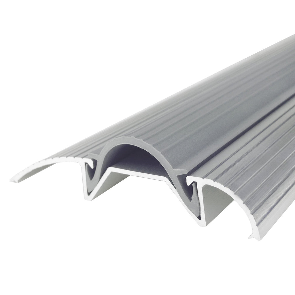 3 in. x 3/4 in. x 36 in. Silver Aluminum and Vinyl Economy Low-Profile Threshold
