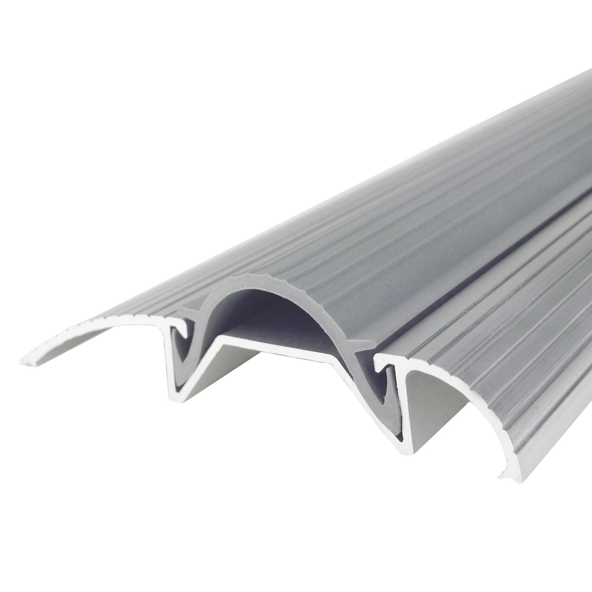 3 in. x 3/4 in. x 36 in. Silver Aluminum and Vinyl Economy Low-Profile Threshold