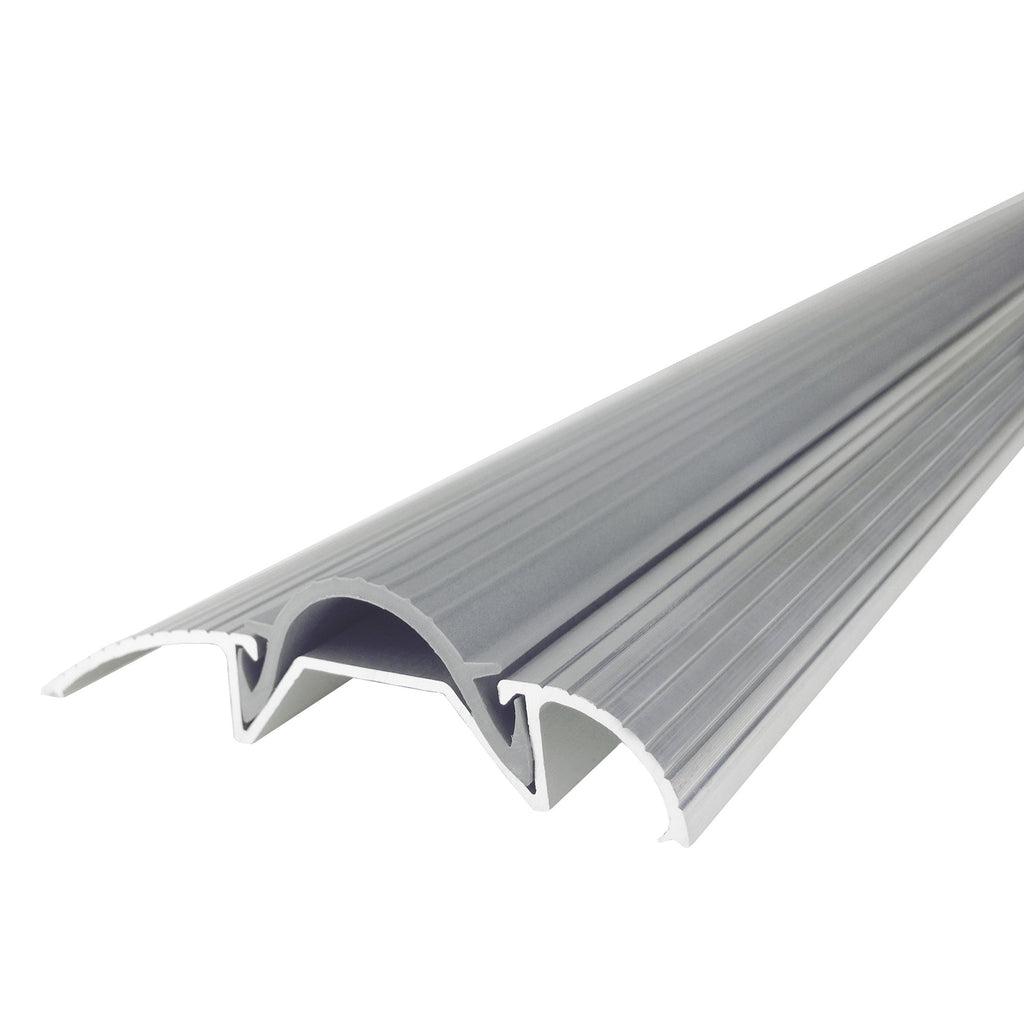3 in. x 3/4 in. x 36 in. Silver Aluminum and Vinyl Economy Low-Profile Threshold