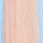 Close-up of light pink and white synthetic fibers with subtle red strands, designed for fishing lure crafting, identified as EP Trigger Point Fibers.