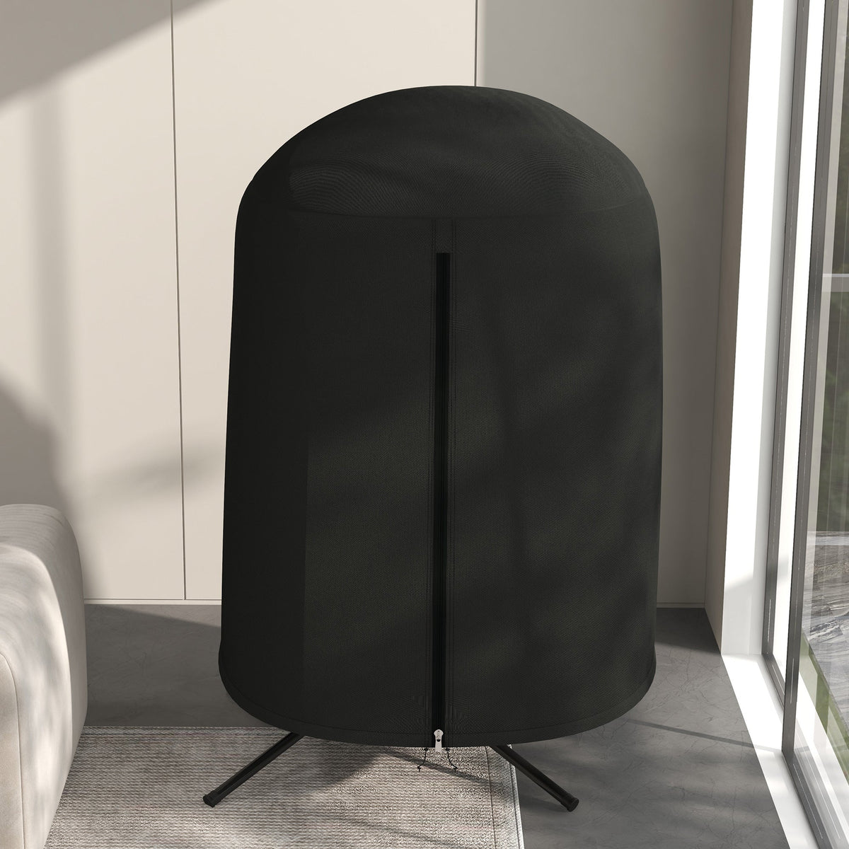 Hanging Egg Chair Cover, Outdoor Single Swing Chair Cover, Waterproof Anti-dust Furniture Protector with Zipper, 420D Oxford Fabric for ¦µ128 x 190H cm Stand, Black