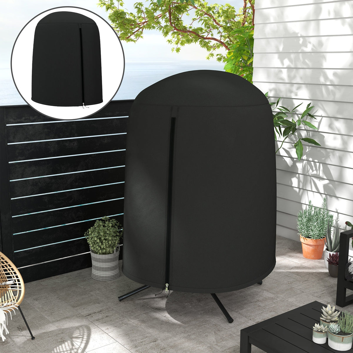 Hanging Egg Chair Cover, Outdoor Single Swing Chair Cover, Waterproof Anti-dust Furniture Protector with Zipper, 420D Oxford Fabric for ¦µ128 x 190H cm Stand, Black