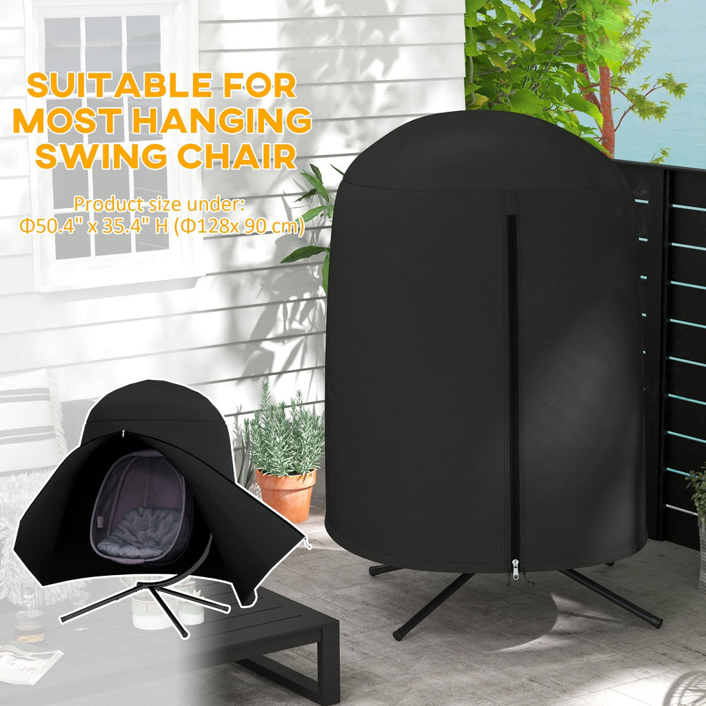 Hanging Egg Chair Cover, Outdoor Single Swing Chair Cover, Waterproof Anti-dust Furniture Protector with Zipper, 420D Oxford Fabric for ¦µ128 x 190H cm Stand, Black