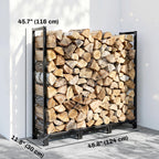 4 ft Firewood Rack with Customizable Width & Height, Cable Reinforcement, 616 lb Capacity, Black