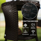 18" Rattan Patio Coffee Table, 2-Tier Outdoor Side Table with Composite Wood Top, Mixed Brown