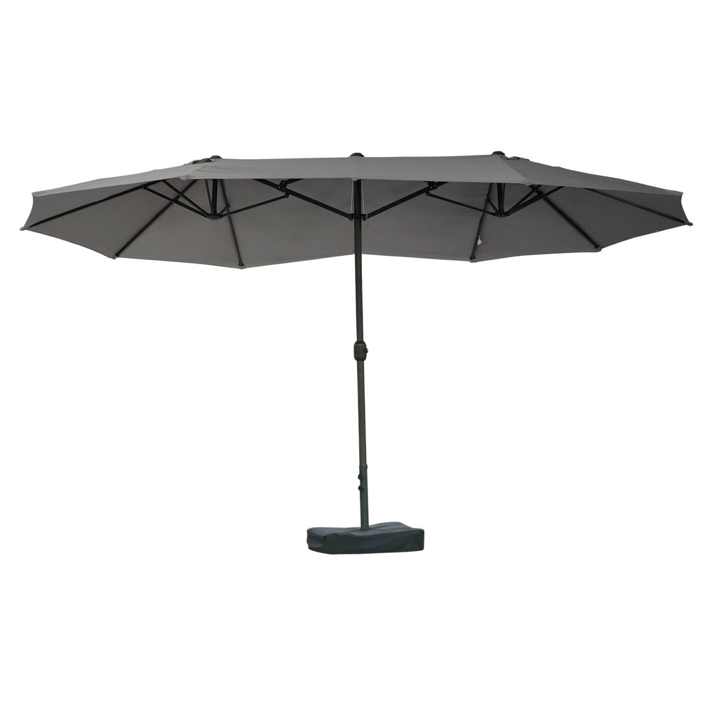 15' Rectangular Outdoor Umbrella Double Sided with UV Protection & Easy Crank, Dark Gray