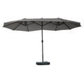 15' Rectangular Outdoor Umbrella Double Sided with UV Protection & Easy Crank, Dark Gray