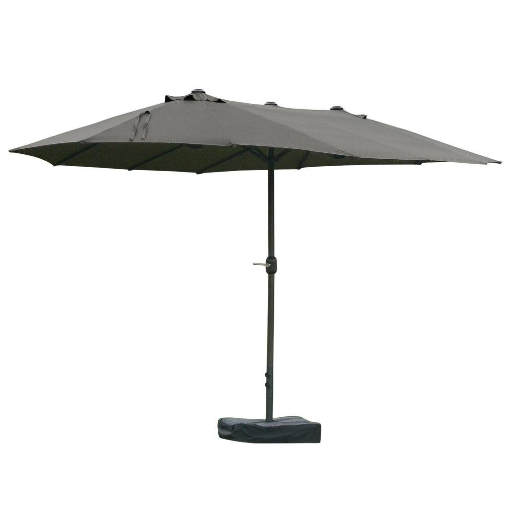 15' Rectangular Outdoor Umbrella Double Sided with UV Protection & Easy Crank, Dark Gray