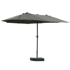 15' Rectangular Outdoor Umbrella Double Sided with UV Protection & Easy Crank, Dark Gray