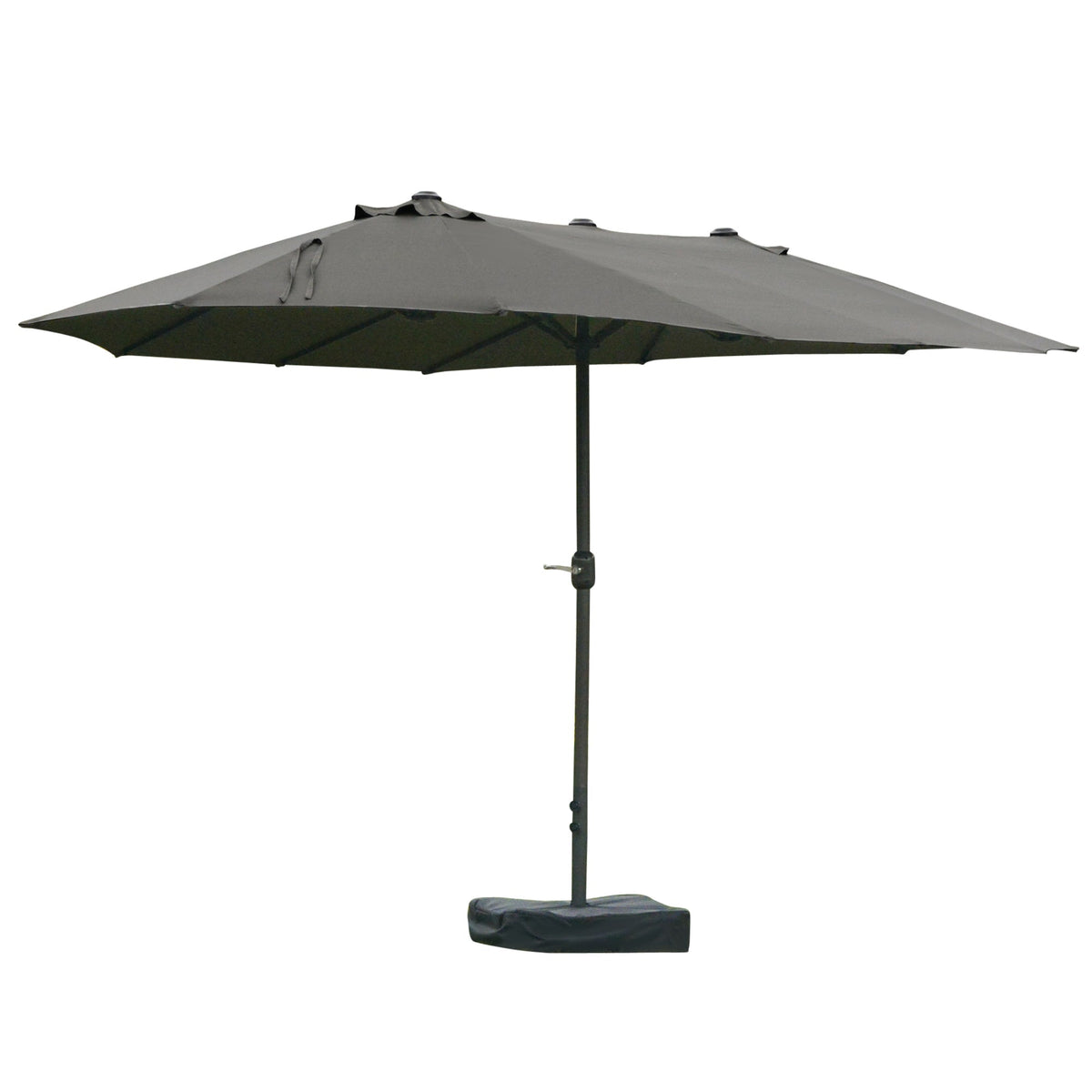 15' Rectangular Outdoor Umbrella Double Sided with UV Protection & Easy Crank, Dark Gray