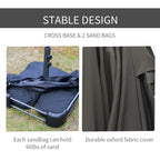 15' Rectangular Outdoor Umbrella Double Sided with UV Protection & Easy Crank, Dark Gray