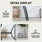 Outdoor Patio Dining Table with Umbrella Hole & Slatted Metal Top for Backyard, Dark Grey