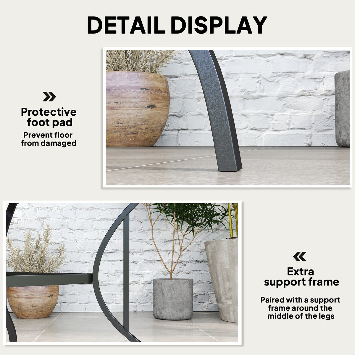 Outdoor Patio Dining Table with Umbrella Hole & Slatted Metal Top for Backyard, Dark Grey