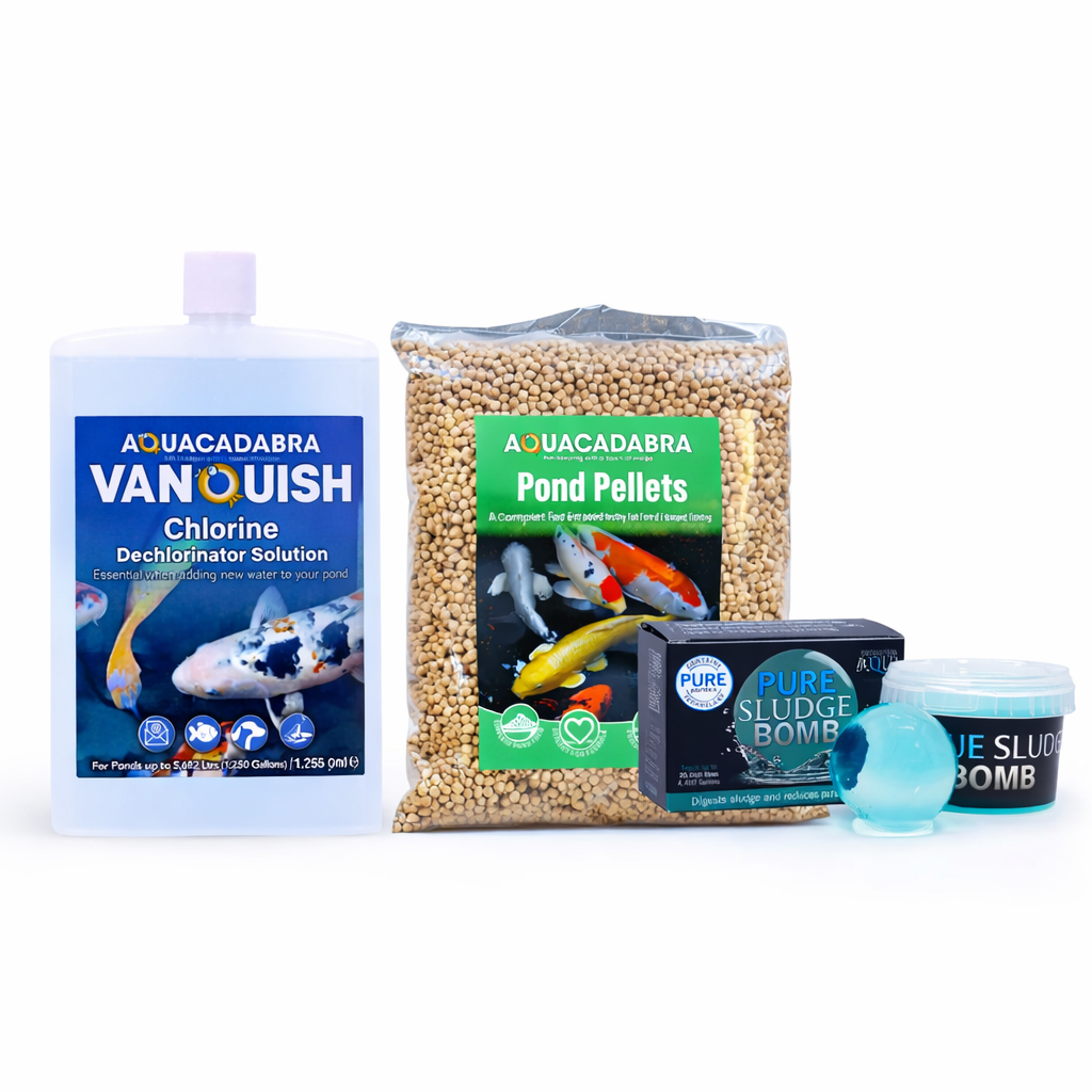 Aquacadabra Pond Care Bundle 20,000L Dechlorinator Bacteria Treatment & Fish Food