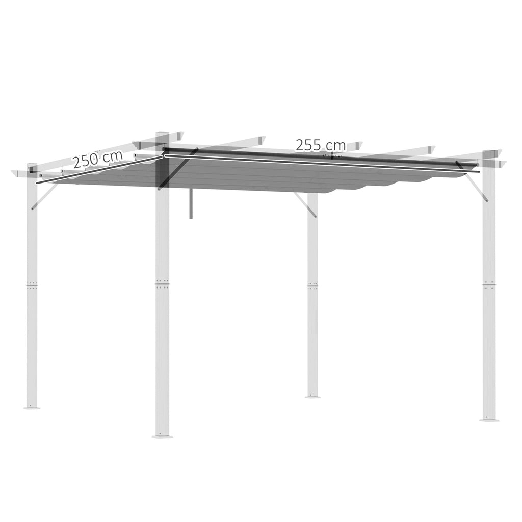 Retractable Pergola Shade Cover, Replacement Canopy Fabric for 3 x 3m Pergola, Light Grey