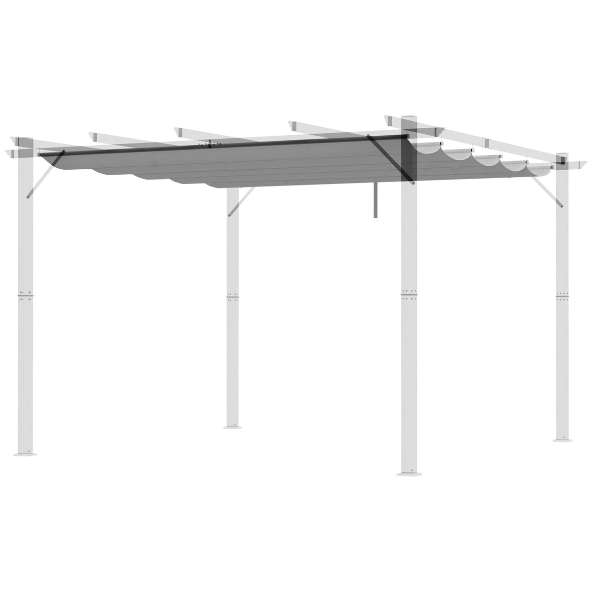 Retractable Pergola Shade Cover, Replacement Canopy Fabric for 3 x 3m Pergola, Light Grey