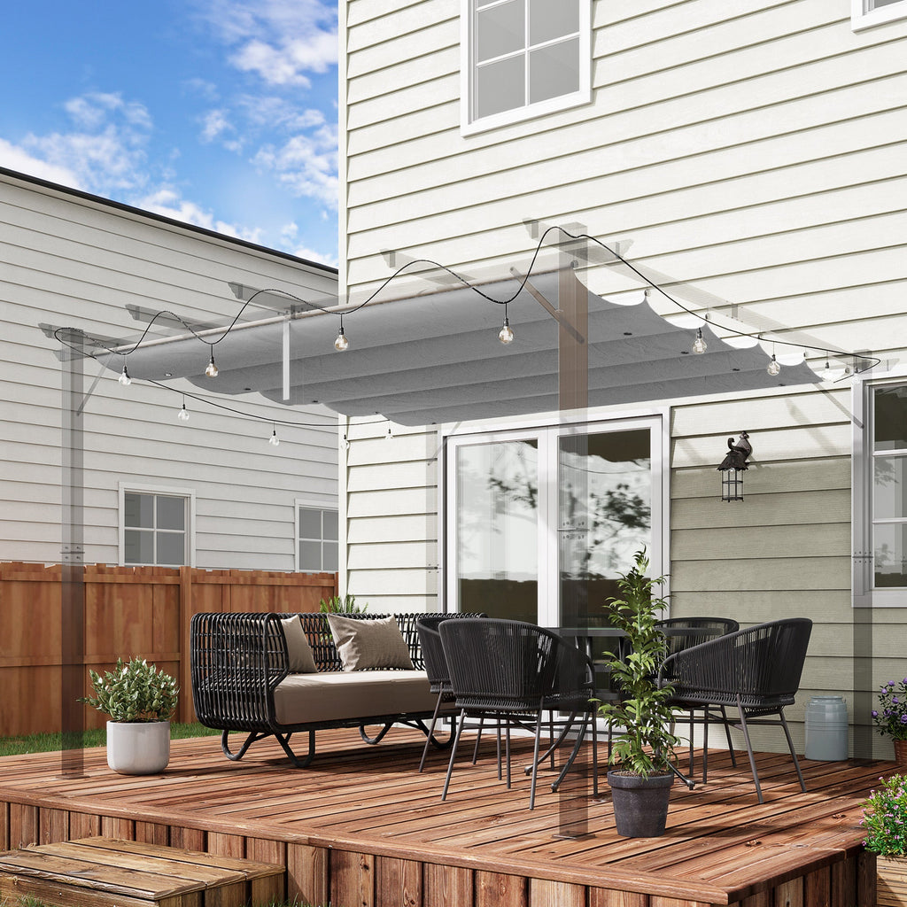 Retractable Pergola Shade Cover, Replacement Canopy Fabric for 3 x 3m Pergola, Light Grey