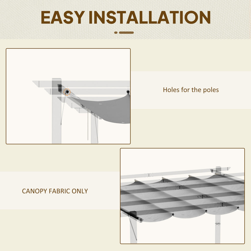 Retractable Pergola Shade Cover, Replacement Canopy Fabric for 3 x 3m Pergola, Light Grey