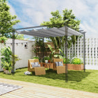 Retractable Pergola Shade Cover, Replacement Canopy Fabric for 3 x 3m Pergola, Light Grey