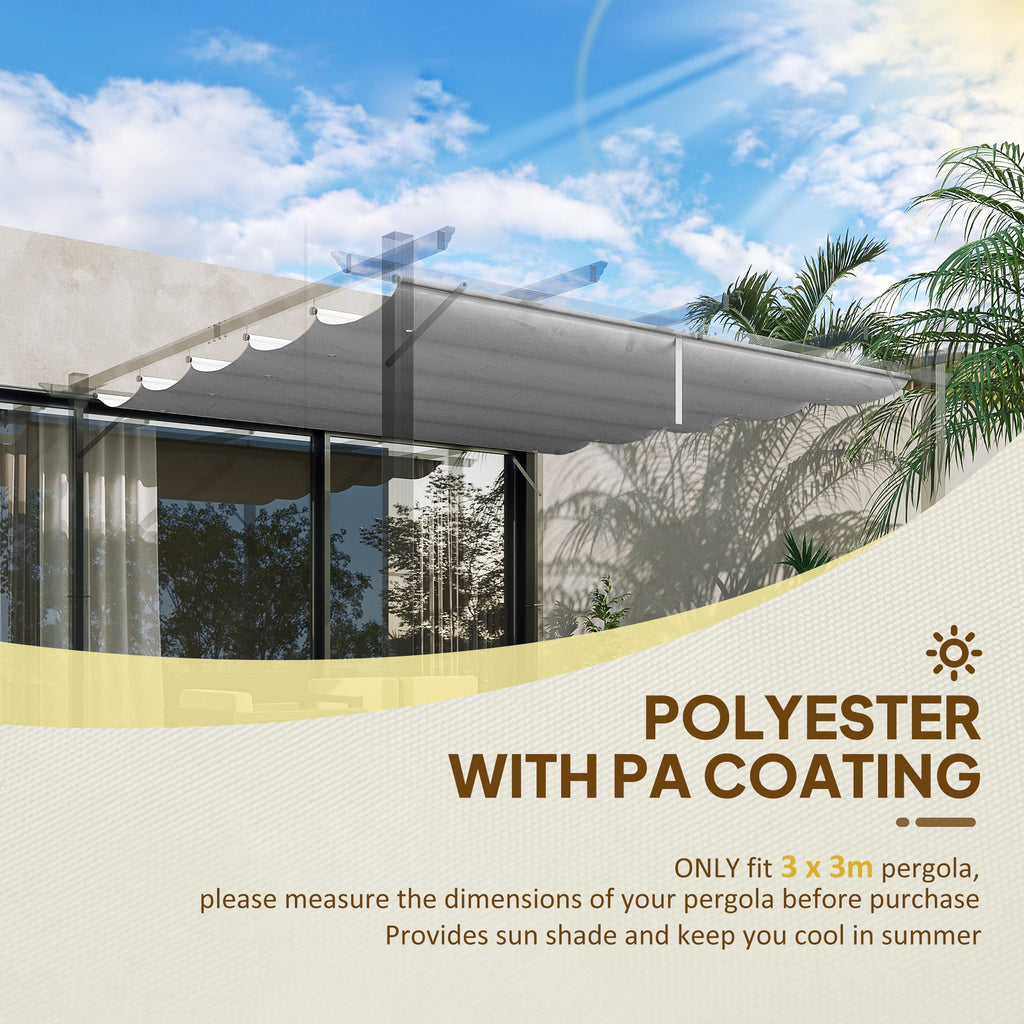 Retractable Pergola Shade Cover, Replacement Canopy Fabric for 3 x 3m Pergola, Light Grey