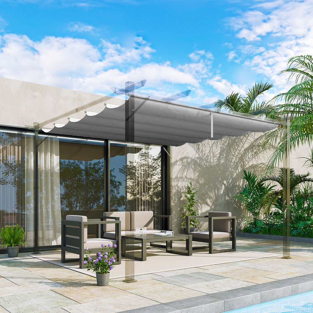 Retractable Pergola Shade Cover, Replacement Canopy Fabric for 3 x 3m Pergola, Light Grey