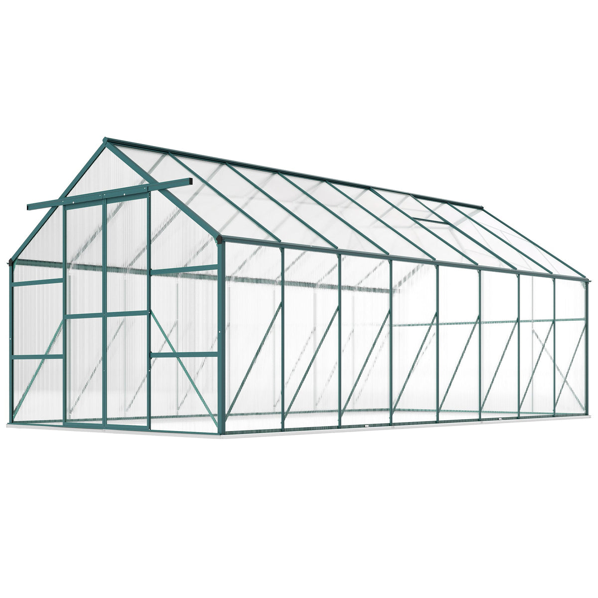 BloomGreen 16' x 8' Greenhouse with Roof Vent and Sliding Door Green