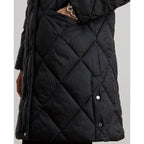 Ralph Lauren Women's Hooded Diamond Quilted Puffer Jacket Coat - Black - M