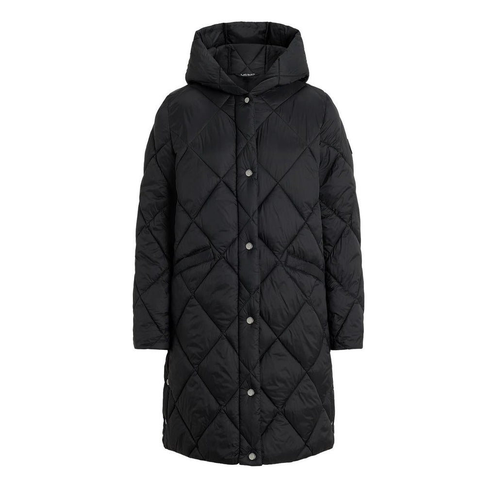 Ralph Lauren Women's Hooded Diamond Quilted Puffer Jacket Coat - Black - M