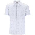 Simms Stone Cold SS Shirt - Men's, short-sleeve white fishing shirt with subtle all-over small pattern, button-front, and chest pockets designed for comfort and functionality.