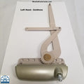 Hurd Amesbury Truth Maxim DLX Casement Dual Arm Operator. Color Goldtone. Left Hand Known Part Numbers: 36-368-2, 101, 090937, 010724, 010723, 090938, 010725, 010722, 41012. 