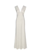 YAS Dottea Bow Back Sleeveless Sheath Maxi Wedding Dress - White - UK 10