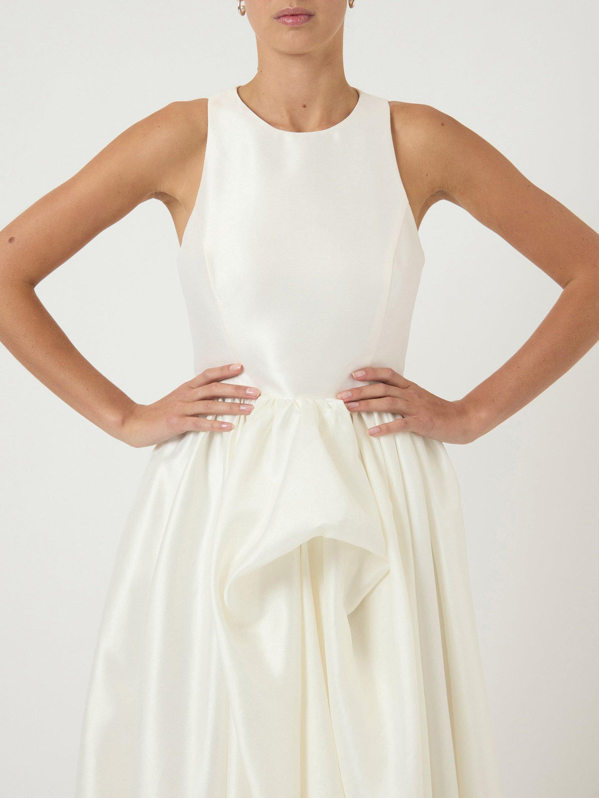 YAS Ellina Ruffle Sleeveless Asymmetrical A-Line Wedding Dress - White UK 8