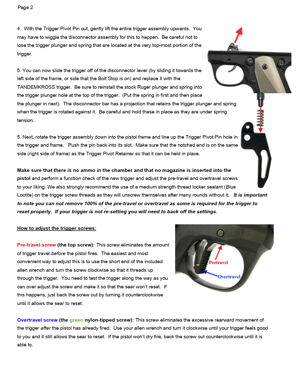 TANDEMKROSS Victory Trigger for Ruger Mark III & Mark IV 22/45