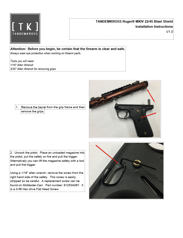 TANDEMKROSS Blast Shield Magazine Disconnect for Ruger Mark IV & 22/45