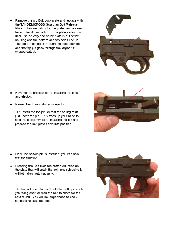 TANDEMKROSS Guardian Bolt Release Plate for Ruger 10/22 | Auto Bolt Release Upgrade