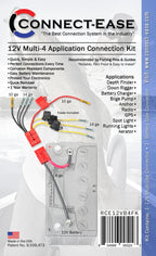 Connect-Ease 12 Volt Multi (4) Fused Connection Kit Fuses Included Lithium Compatible RCE12VB4FK