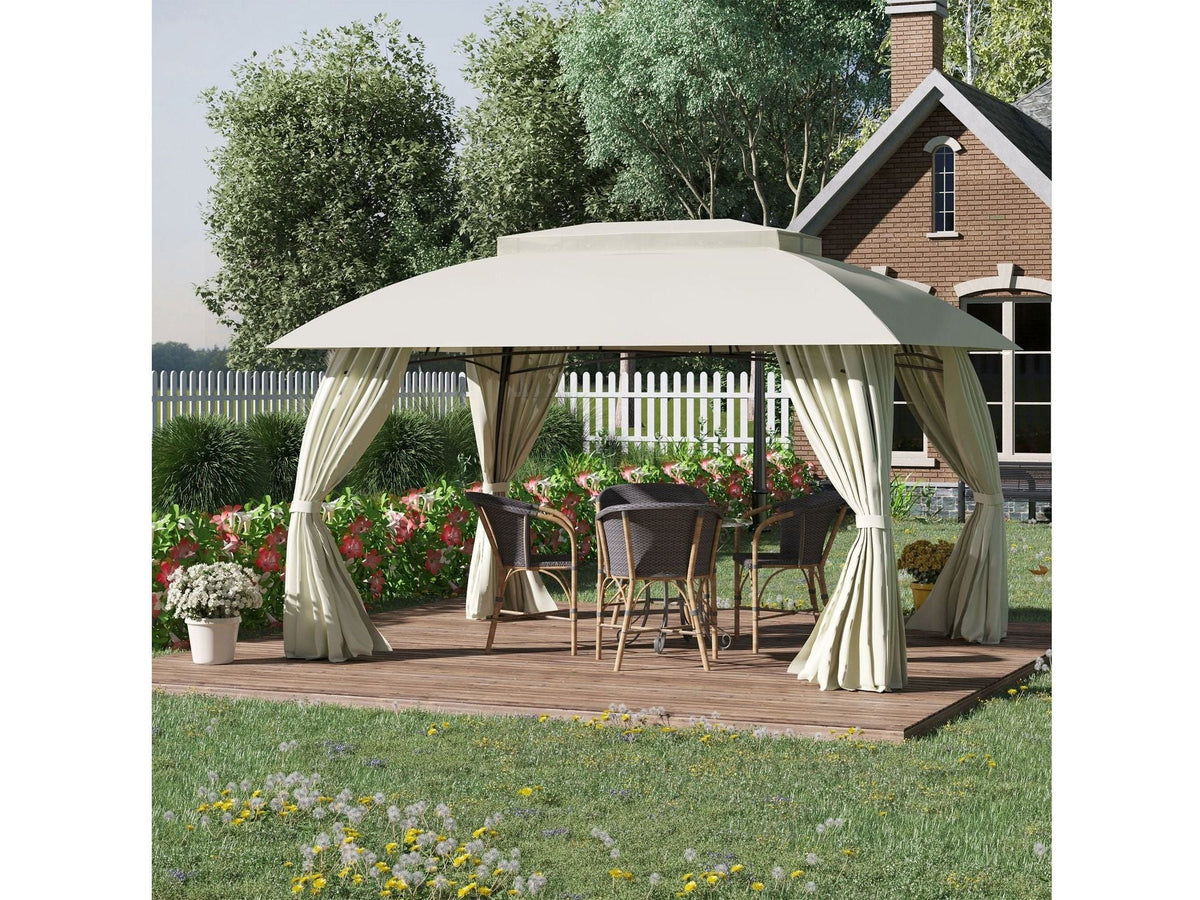 10' x 13' Outdoor Double Vented Roof  Gazebo Patio - Beige
